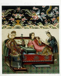 Costume of the Chinese Empress. Chromolithographic Plate - in 
