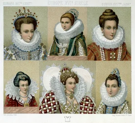 Hairdressing in France in the 16th Century (and Portrait of Marie de Medici) - in 