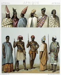 Traditional Costumes of Senegal. Illustration in 
