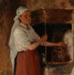 Elli Jäppinen at the Stove, Study
