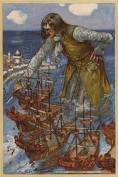 Gulliver Captures the Fleet of the Blefuscudians