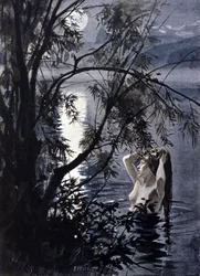 Representation of an ondine, aquatic nymph of Germanic mythology. Illustration by Albert Edelfelt (1854 - 1905).