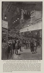 Scene at Night in King Street, Sydney, while the Results of the General Election in New South Wales were being Posted Up