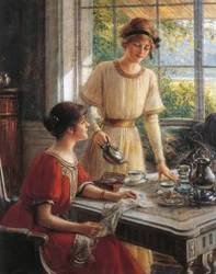 (Detail) from Women having tea, by Albert Lynch