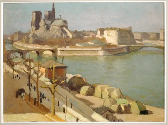 The Seine and the Apse of Notre-Dame - Paris, Notre Dame Cathedral, Ile de la Cite, Seine River