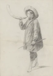 Shepherd Boy Blowing a Horn