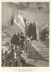 Sciarra Colonna and Guillaume de Nogaret Confronting Pope Boniface VIII at Anagni, Italy