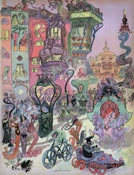 Advance view of Paris modern style by designer Albert Robida