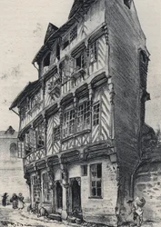 House rue Saint Guillaume in Rennes - Old France - Brittany - text, drawings and lithographs, by Albert Robida (1848-1926) undated end 19th century