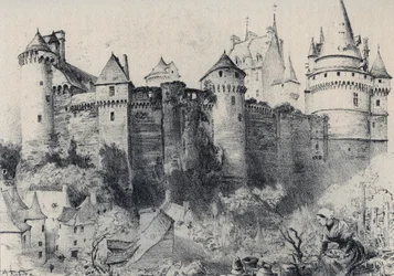 La Chateau fort de Vitre en Ille-et-Vilaine - La vieille France - La Bretagne - text, drawings and lithographs, by Albert Robida (1848-1926) undated end 19th century