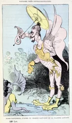 Saturnian types from a reported sketch of the planet Saturn (pseudo-anthropological grotesque monsters), parody of Jules Verne, 