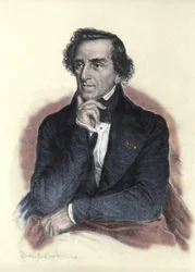 Portrait of Giacomo Meyerbeer (1791-1864), German composer. Drawing by Albert Rosenthal