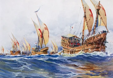 French ships of King Louis IX during eighth crusade in 1268