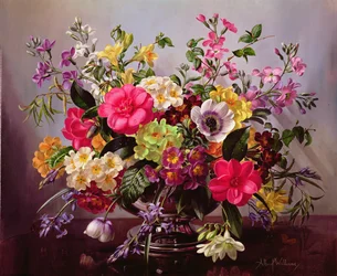 Freesias, primroses and bluebells