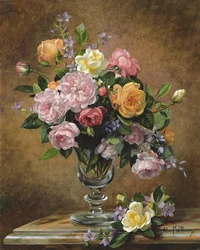 Roses in a Glass Vase