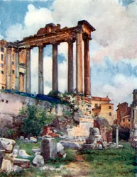 Temple of Saturn from the Basilica Julia in the Forum