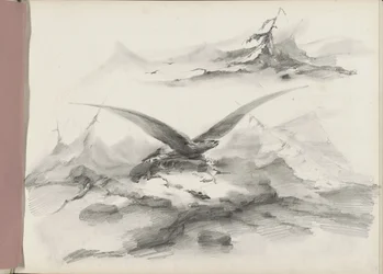 Eagle Flying Over a Coast with Mountains