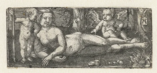 Reclining Venus with two putti