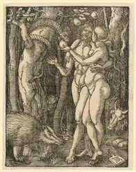 Adam and Eve, Plate 2 from the series "Small Woodcut Passion"