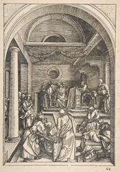Christ among the Doctors, from The Life of the Virgin, Latin Edition, 1511