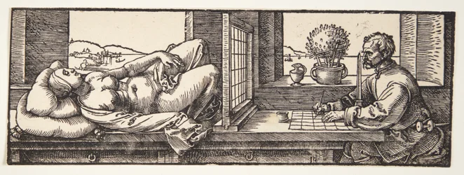 Draftsman drawing a nude