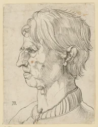 Head of an Older Beardless Man, in Profile Facing Left