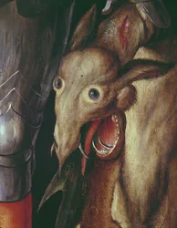 Paumgartner Altarpiece: detail of the Left Hand Wing, depicting the head of the dragon defeated by St. George (detail)