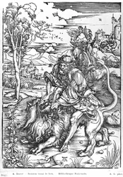 Samson slaying the lion