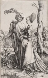 Young Couple Threatened by Death (The Promenade)