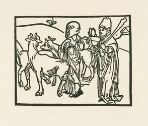 The Priest in His Vestments Driving Out Cattle and Before Him Goes the Handmaiden
