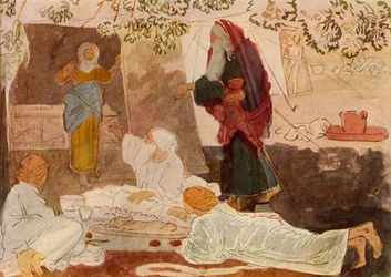 Three pilgrims visiting Abraham, mid 19th century, 1965