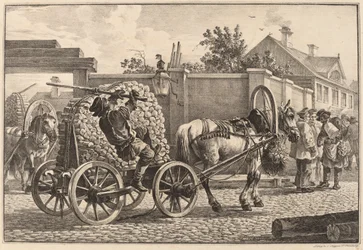 Russian Porter Carrying Wood on a Cart