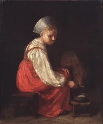 A Peasant Girl with a Calf