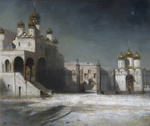 The Cathedral Square in the Moscow Kremlin at Night