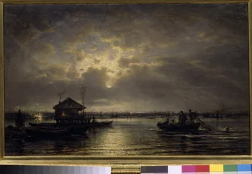 Summer Night on the Neva. Painting by Alexei Bogolioubov, 1875