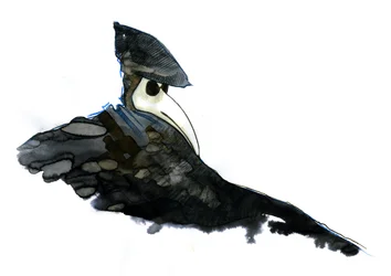 A Plague Doctor Wearing a Beak-like Mask Filled with Aromatic Items