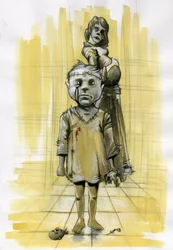 Zombies or Ghost Spirits Showing a Child with a Decapitated Doll