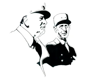 Portrait of Charles de Gaulle and Winston Churchill