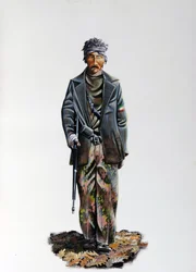 Second World War: A Member of the Italian Resistance, Wearing a Camouflage Suit and Weapon with a Machine Gun