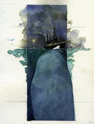 View of the Titanic at the Time of the Sinking on April 14-15, 1912