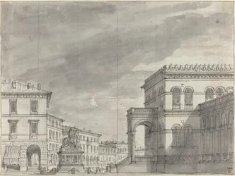 Piazza with an Equestrian Monument and a Palace