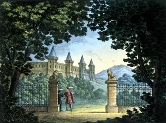 Scenography of Sanquirico for the opera “Anna Bolena” by Gaetano Donizetti. Teatro Carcano, Milan