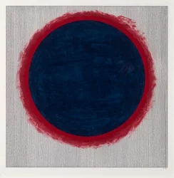 Circle Blue on Red, 2022