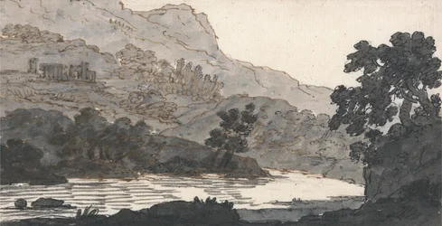 River and Mountain, with Ruins