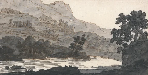 River and Mountain, with Ruins