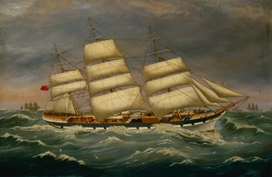 The Three Masted Clipper Benleuch in a Swell