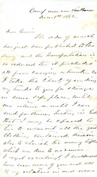 Letter signed A.E. Steen, camp near Van Buren, to his cousin Mrs. Mary Walker, Van Buren, Ark., December 1, 1862