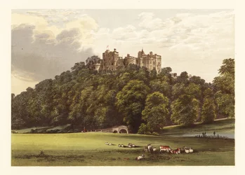 Dunster Castle, Somersetshire, England (engraving)