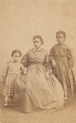 Carte-de-visite of a Young Woman and Two Children, 1864-1866