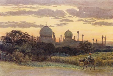 Sunset behind the Ibrahim Roza, Bijapur